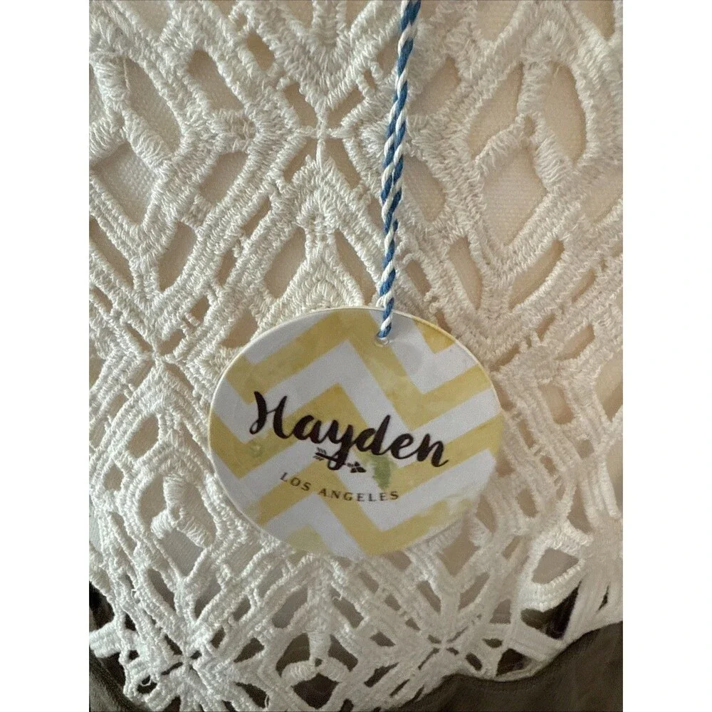 Hayden Los Angeles Sleveless Boho Ruffle Olive Green Hi Lo Top Med - Picture 8 of 10